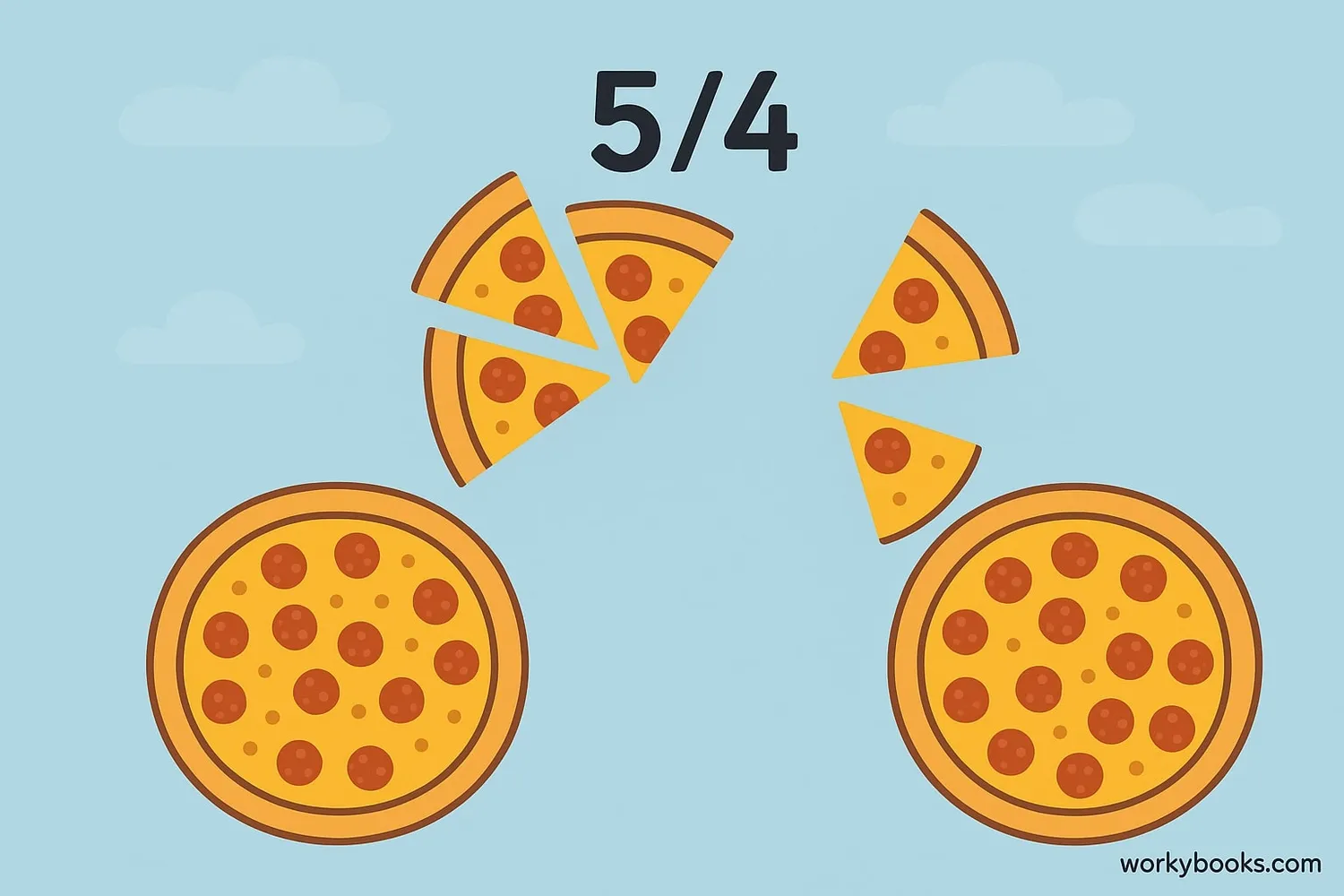 Visual representation of improper fractions