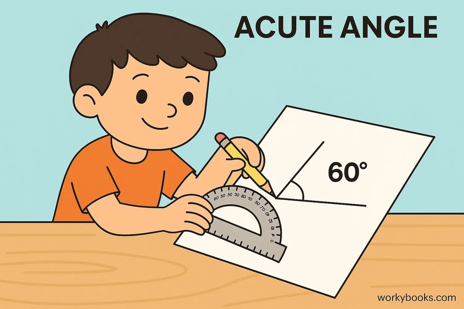 Child using a protractor to measure an acute angle