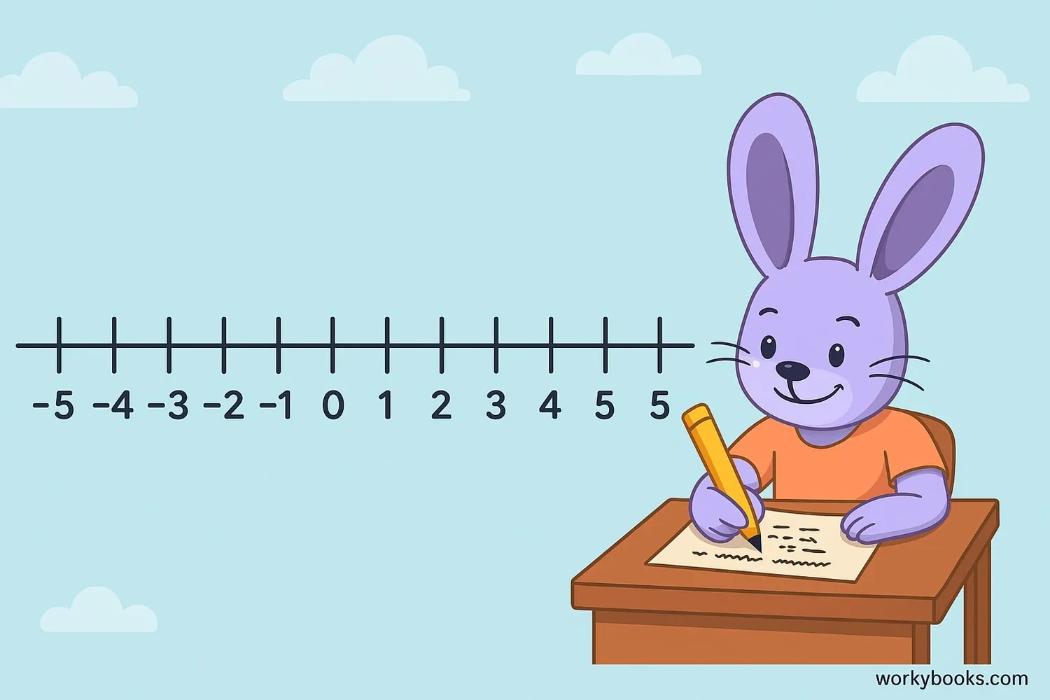 Integers on a number line
