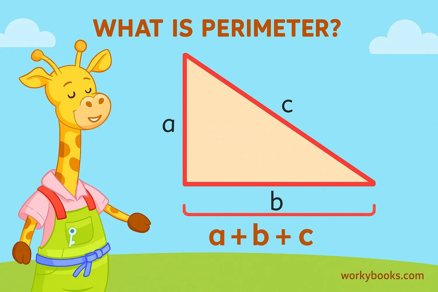 Visual representation of a triangle with sides labeled and perimeter highlighted
