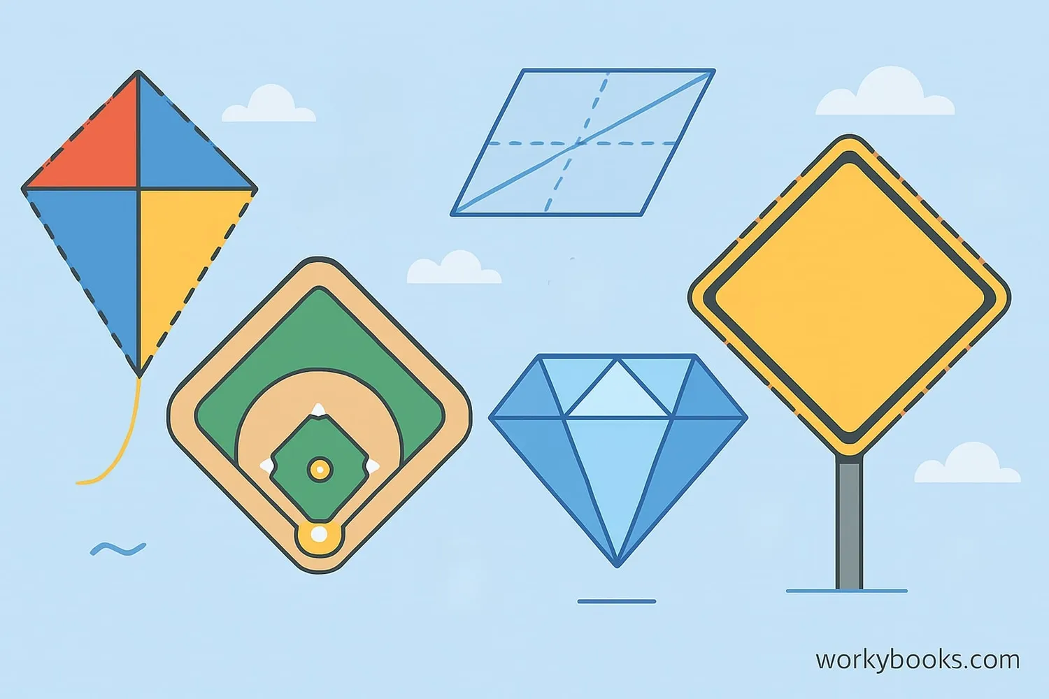 Everyday objects that are rhombus-shaped