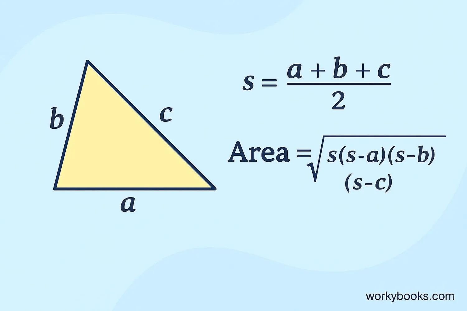Image showing a scalene triangle with sides labeled a, b, c