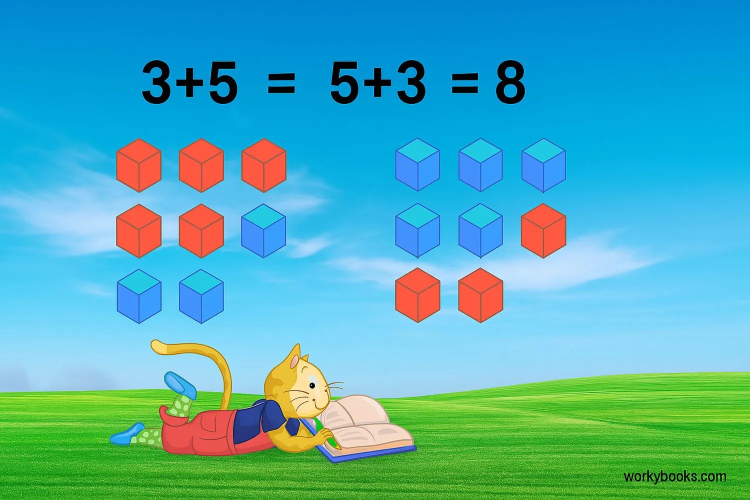Visual representation of commutative and associative properties