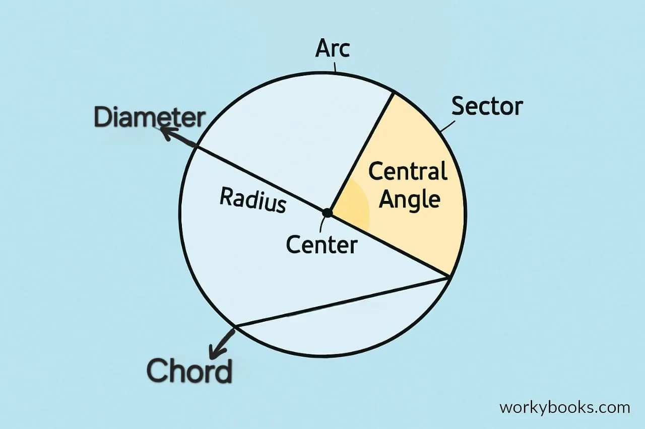 Parts of a circle related to central angles