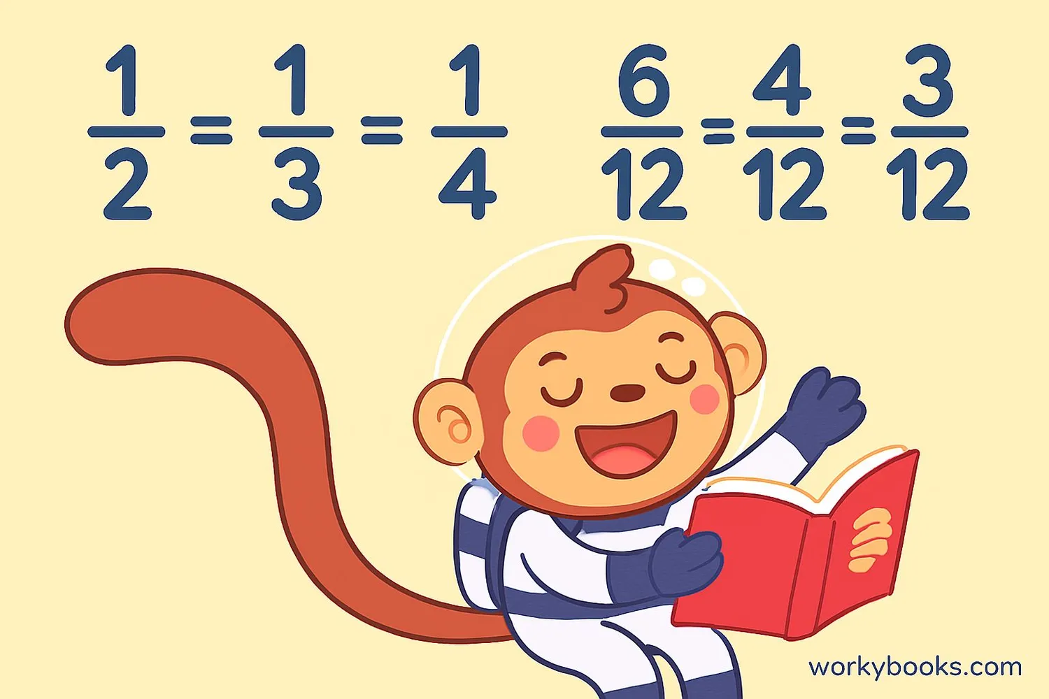 Visual comparison of fractions with common denominators