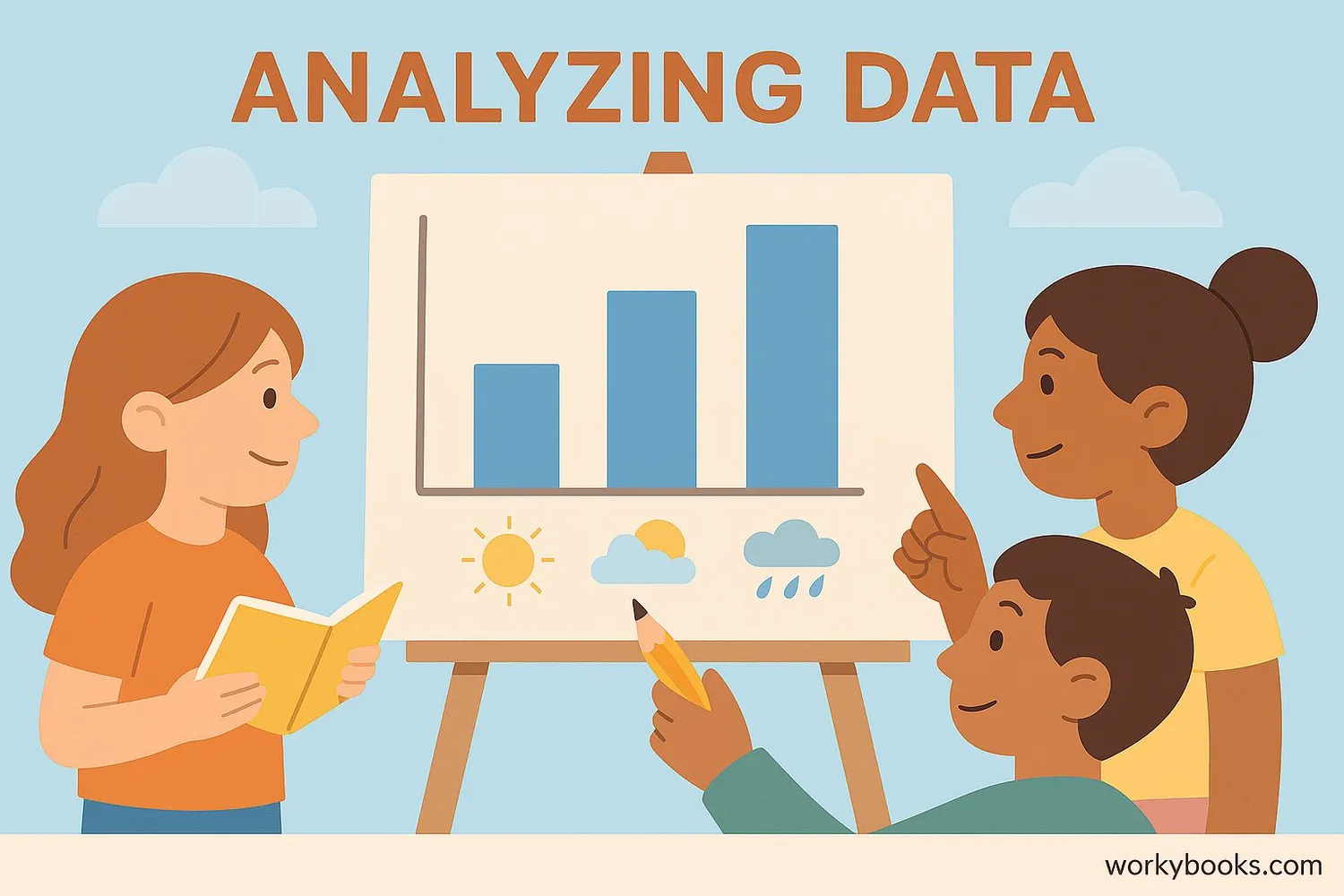 Children analyzing data on a chart and drawing conclusions