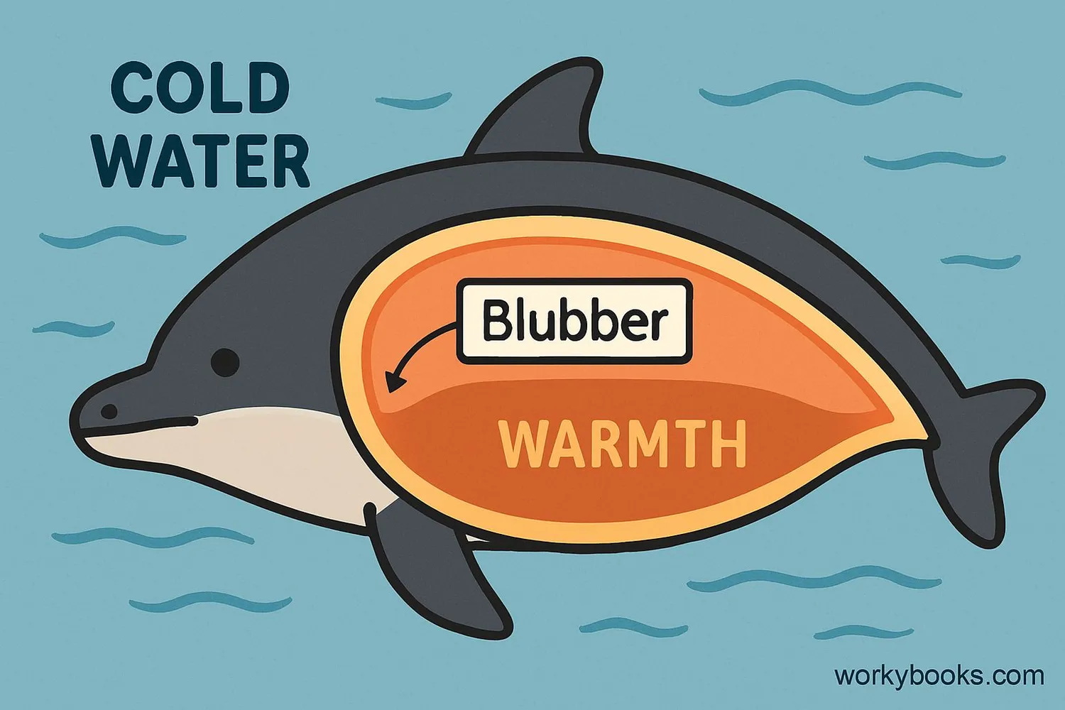 Illustration showing blubber layer