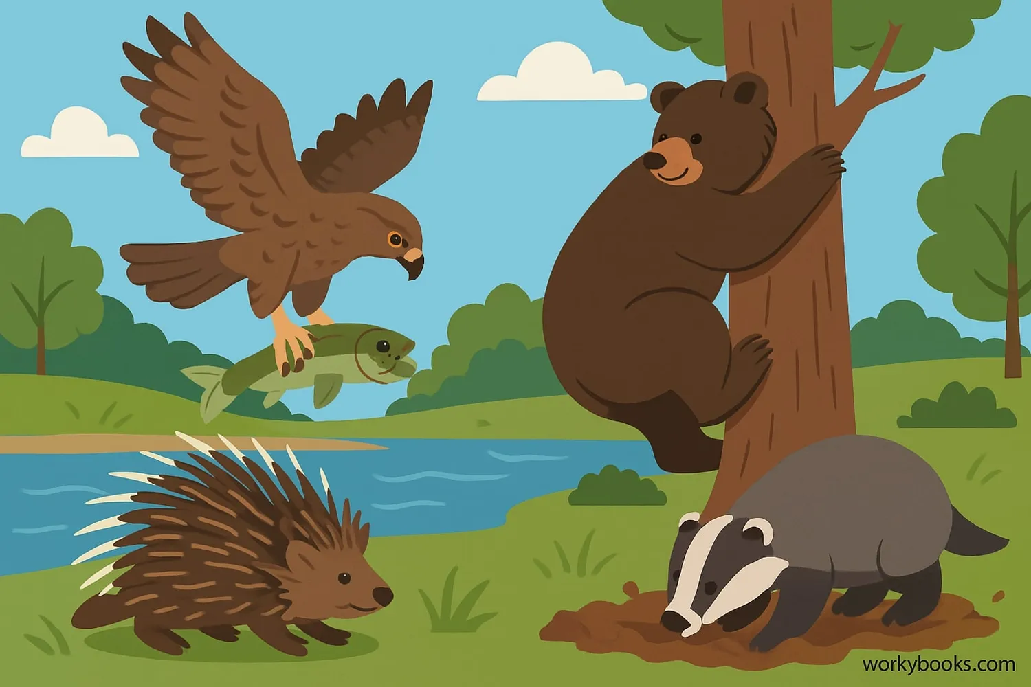 Illustration showing Animals using claws for different purposes