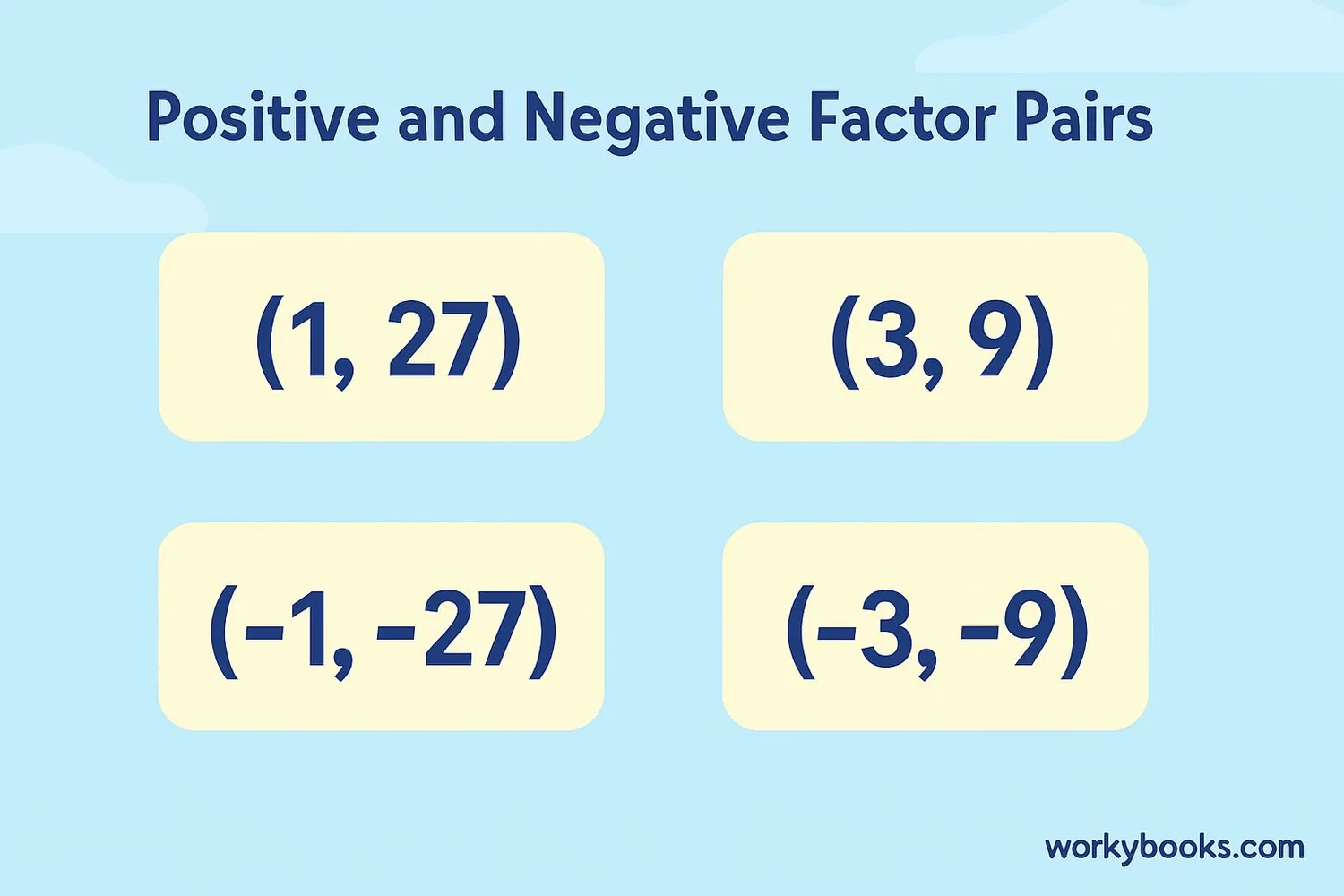 Positive and negative factor pairs of 27