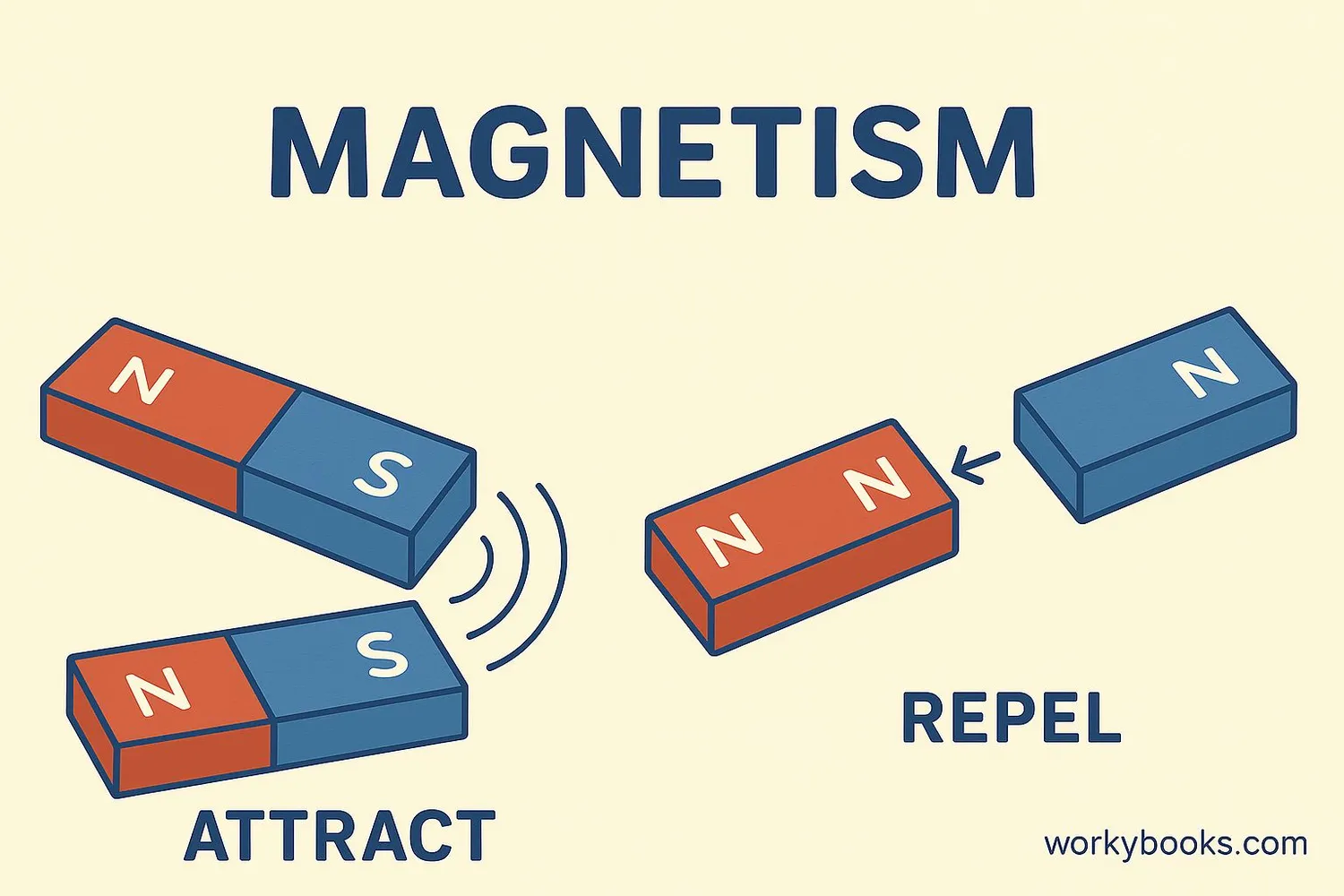 Visual representation of magnetic attraction and repulsion