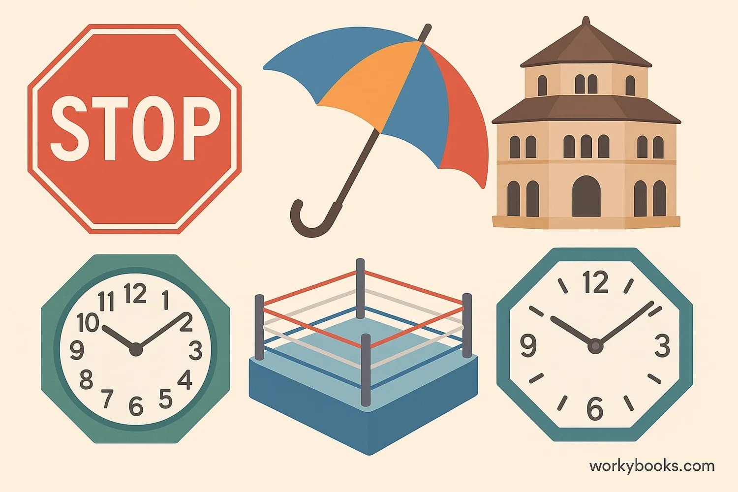 Illustration showing Octagons in daily life