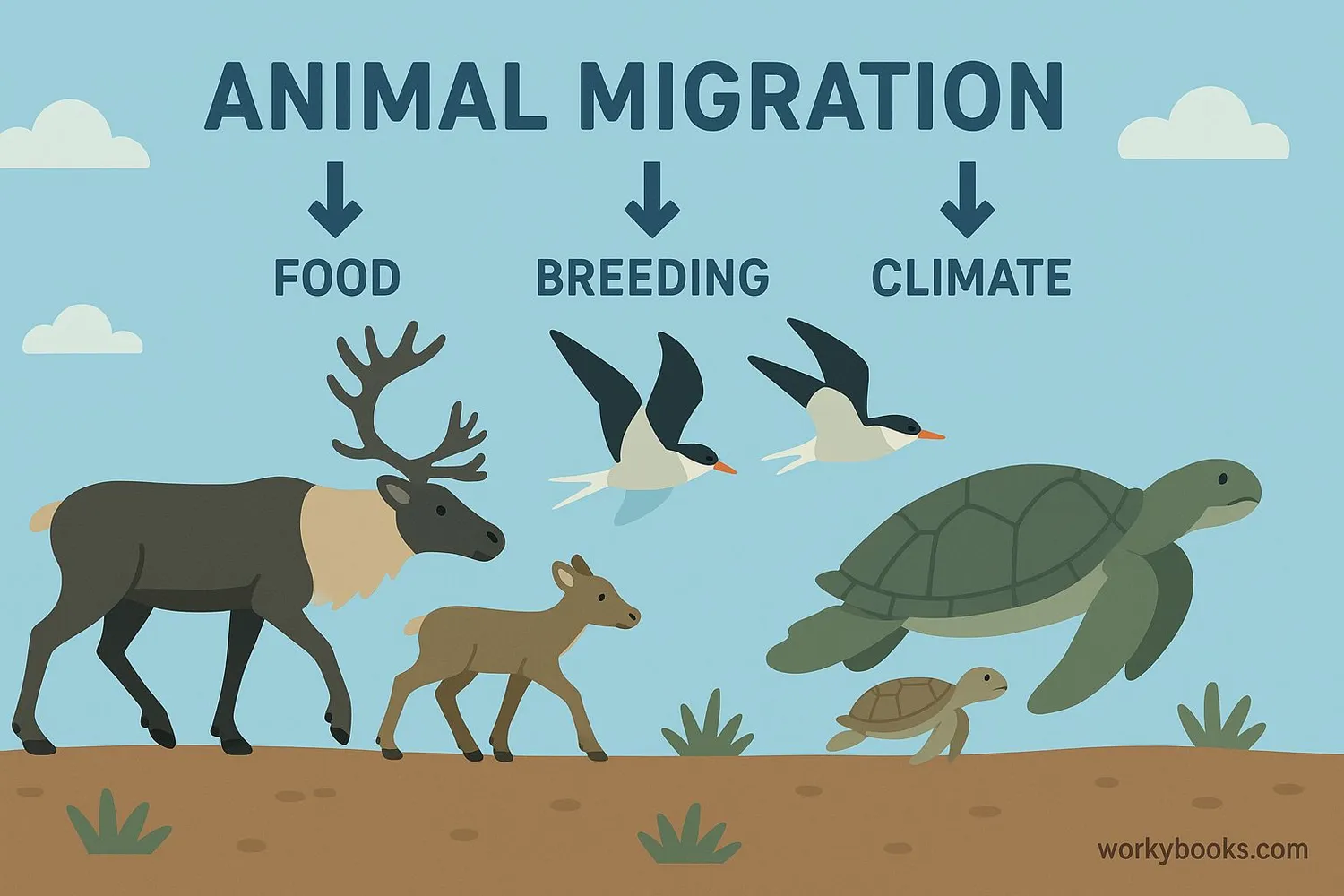 Illustration showing reasons for migration