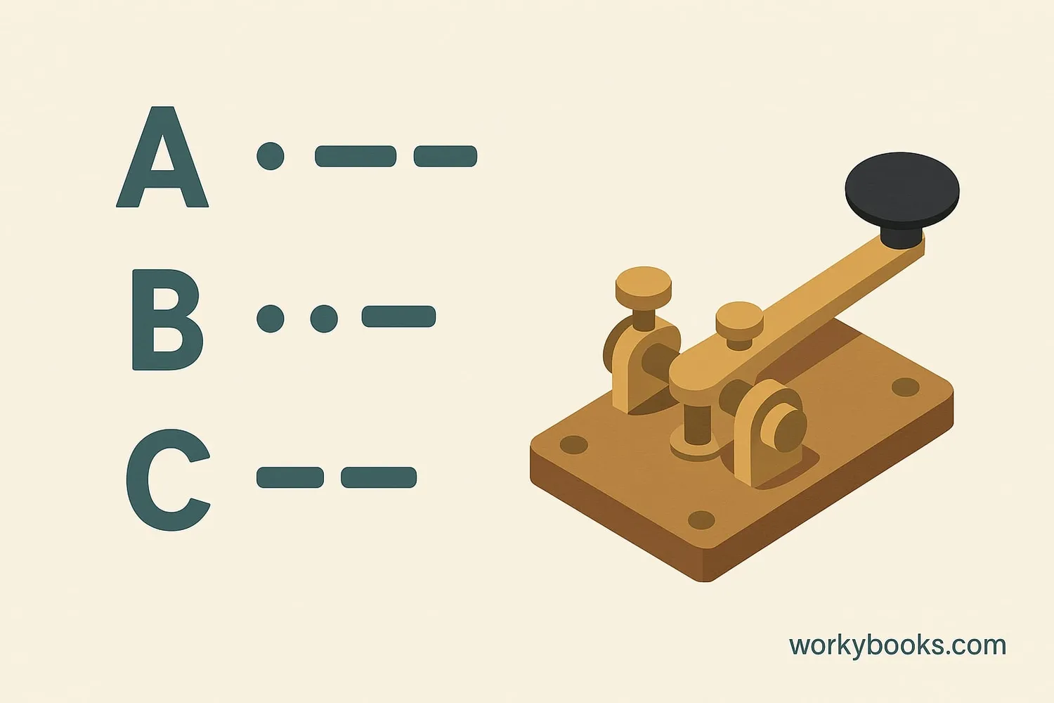 Morse code dots and dashes with telegraph key