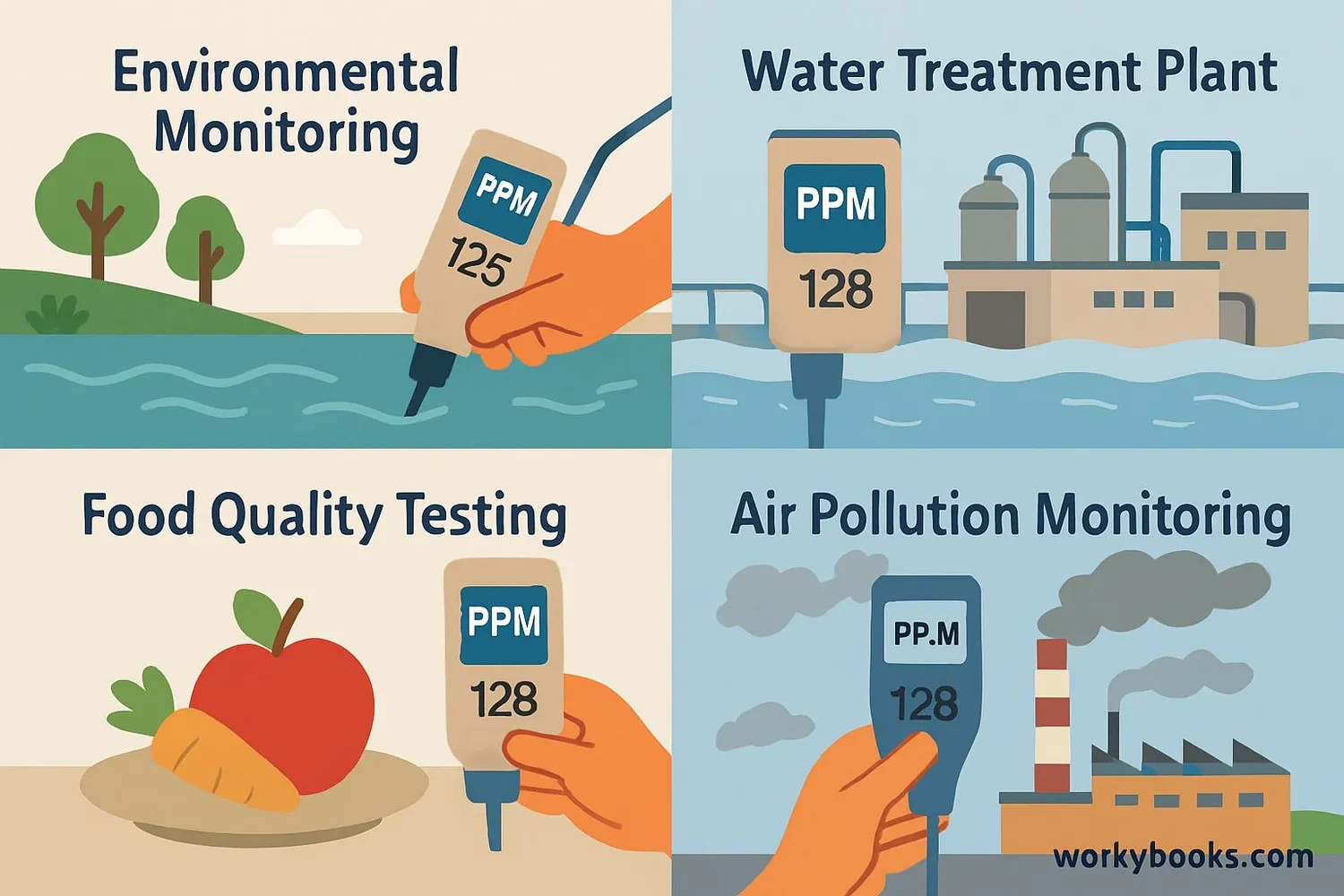 Illustration showing applications of PPM measurement