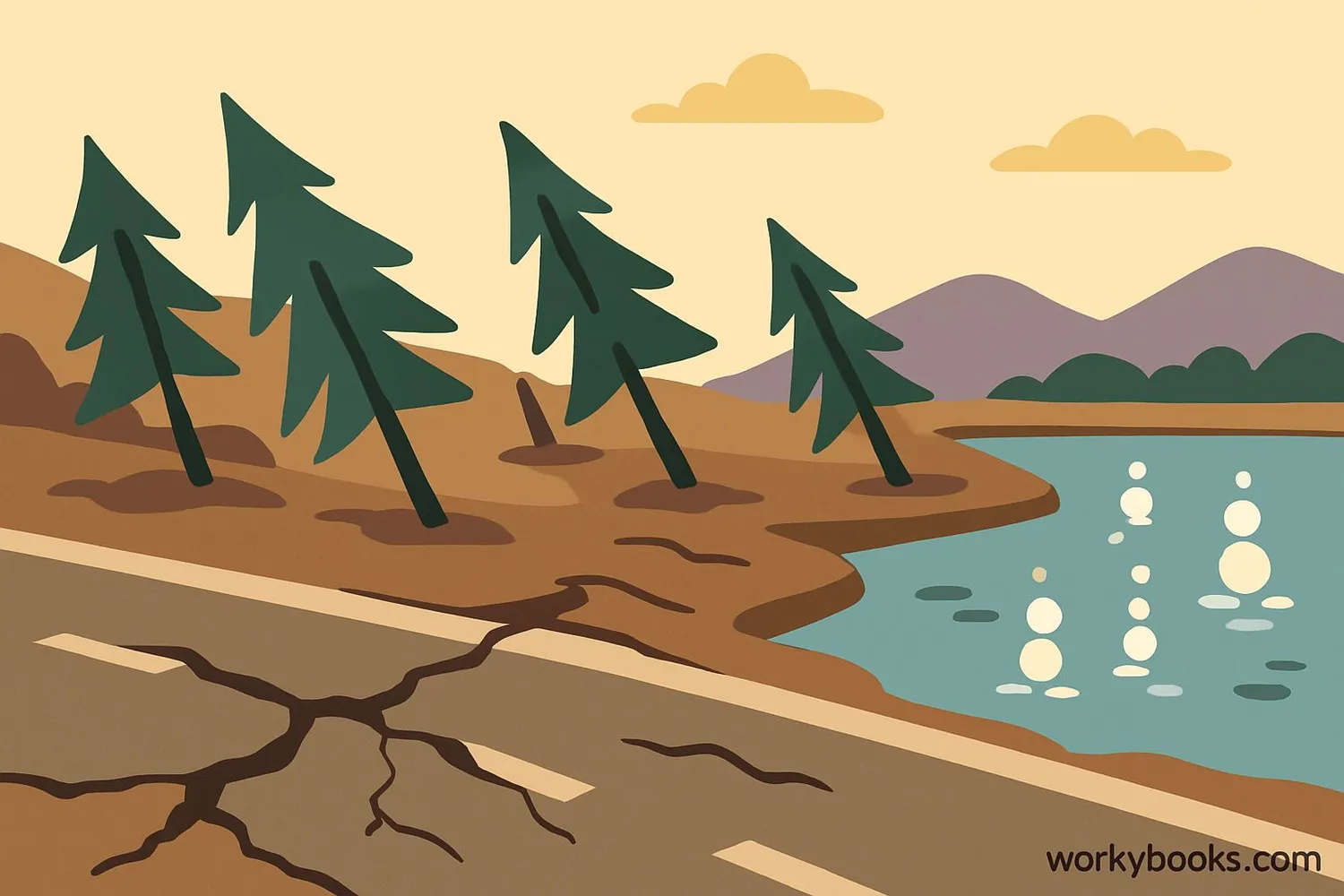 Illustration showing effects of thawing permafrost
