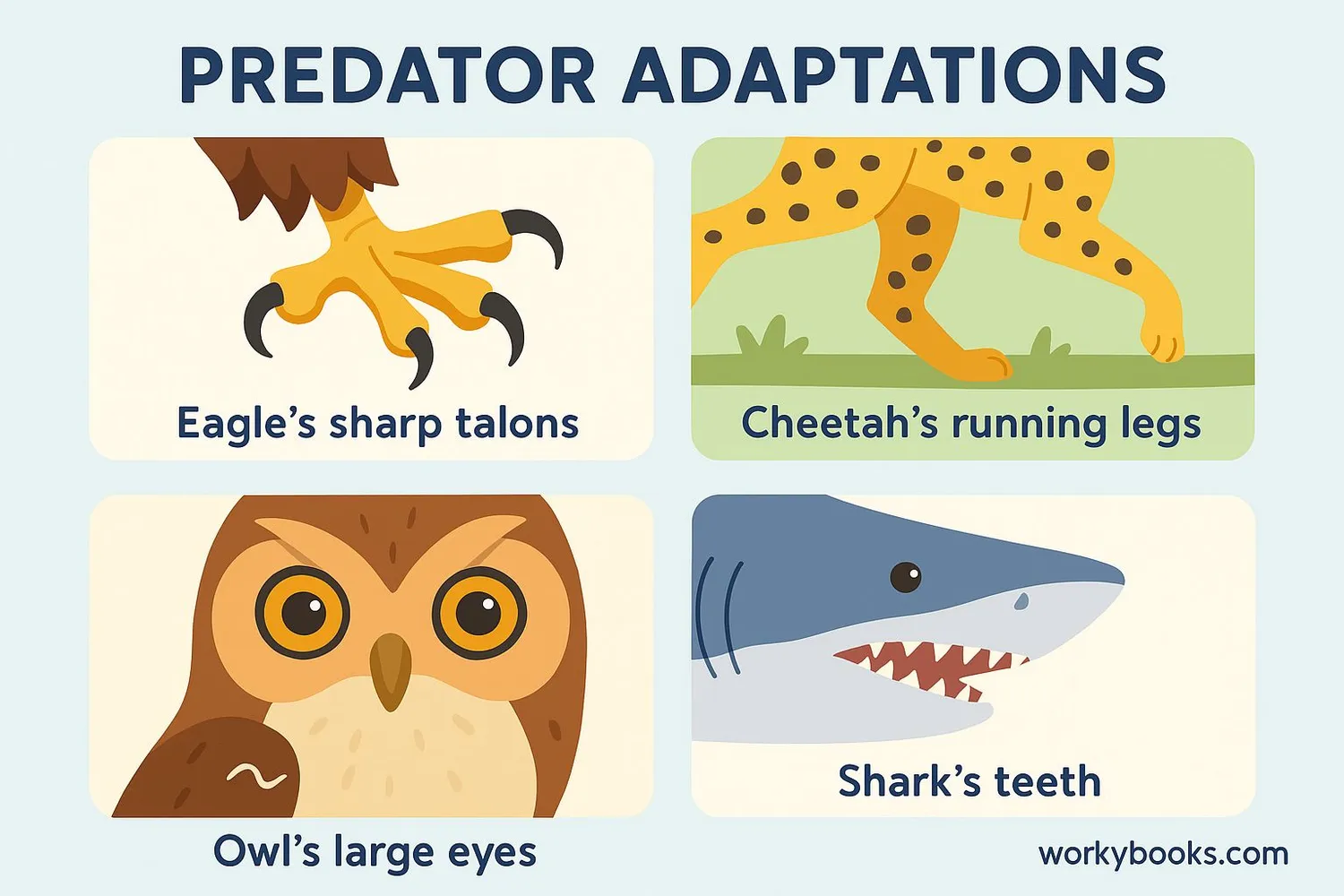 Diagram comparing predator adaptations