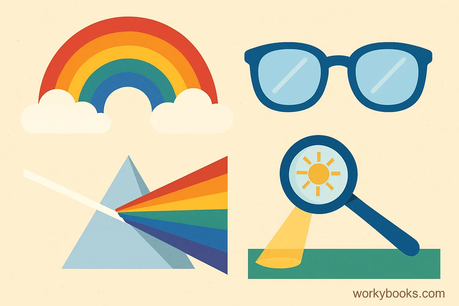 Illustration showing multiple refraction examples