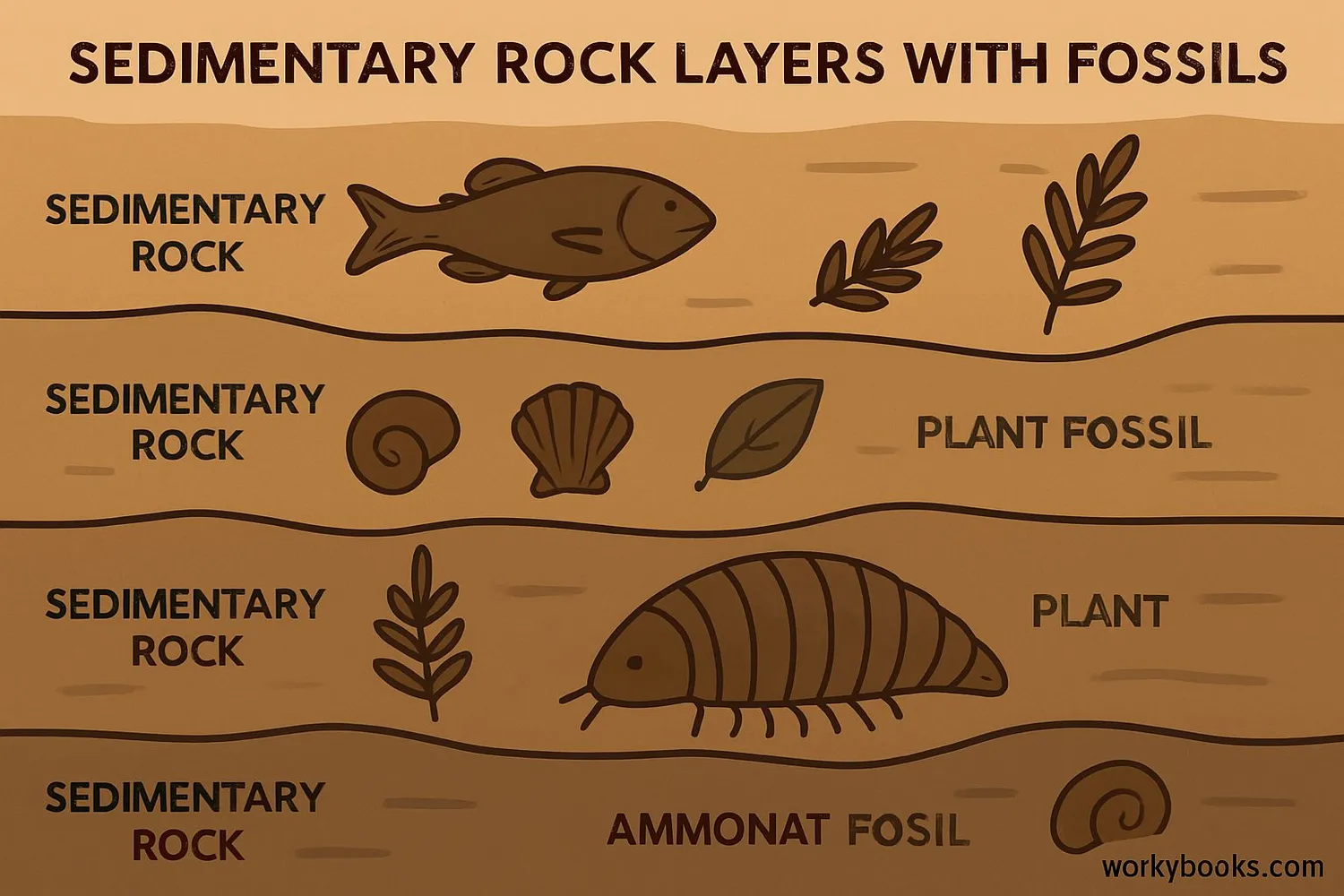 Fossils in sedimentary rock