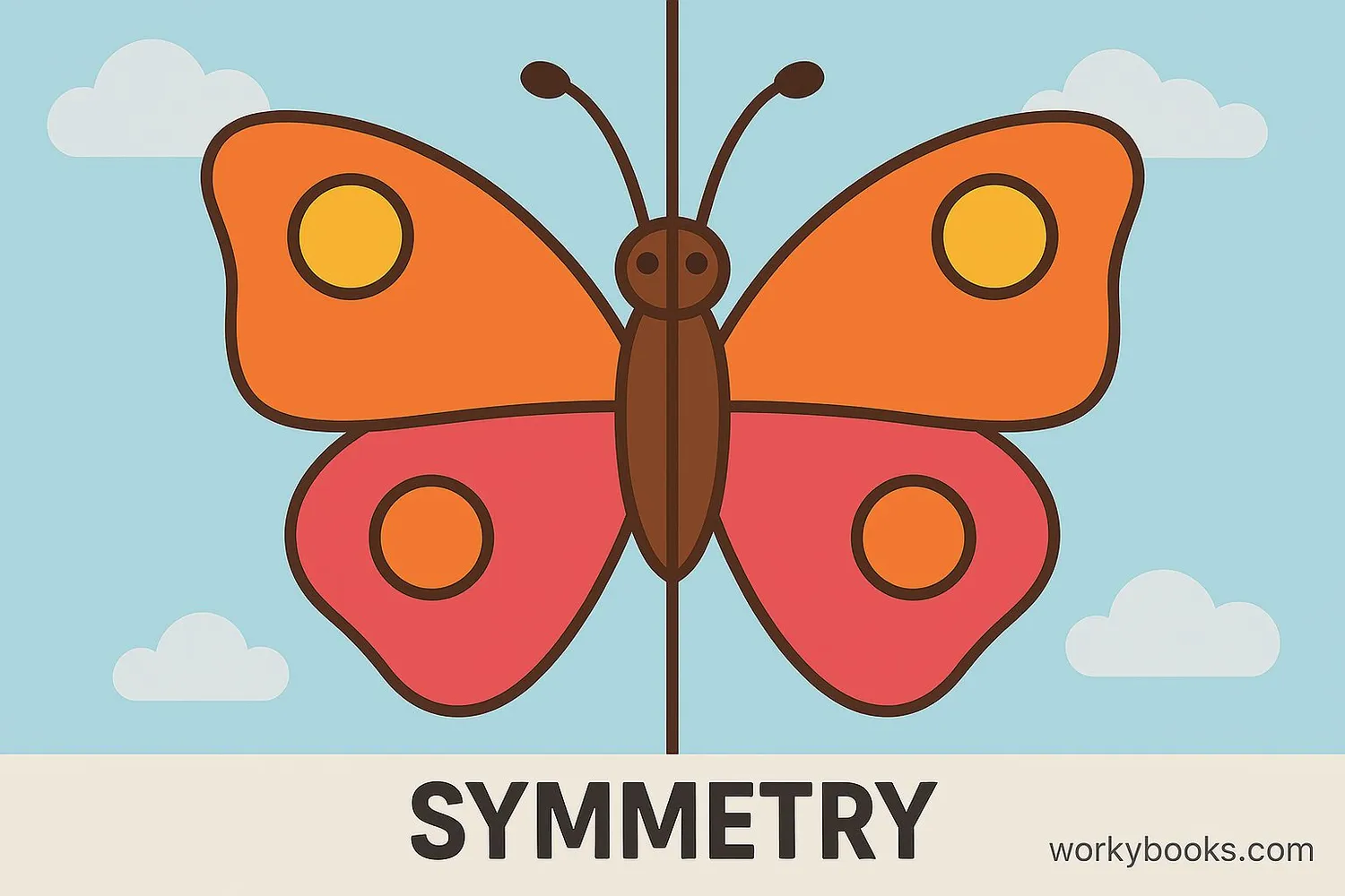 Butterfly with symmetrical wings showing perfect mirror image