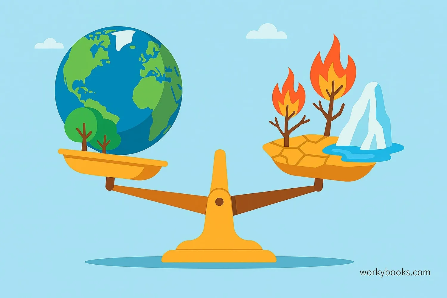 Illustration showing the concept of climate tipping points