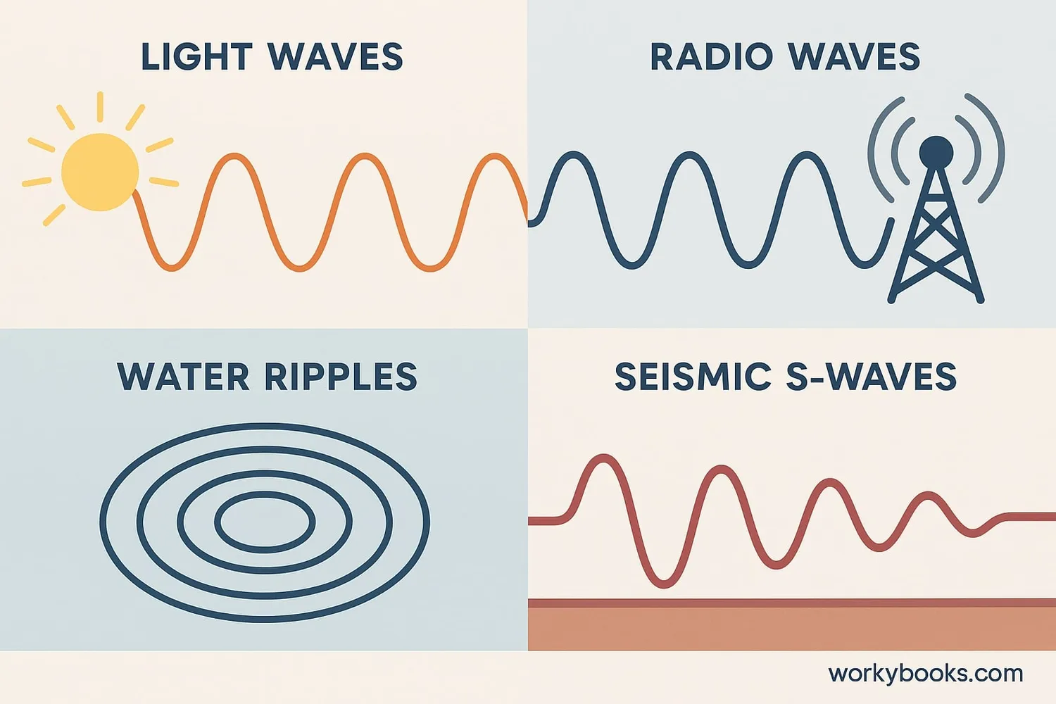 Examples of transverse waves in nature and technology