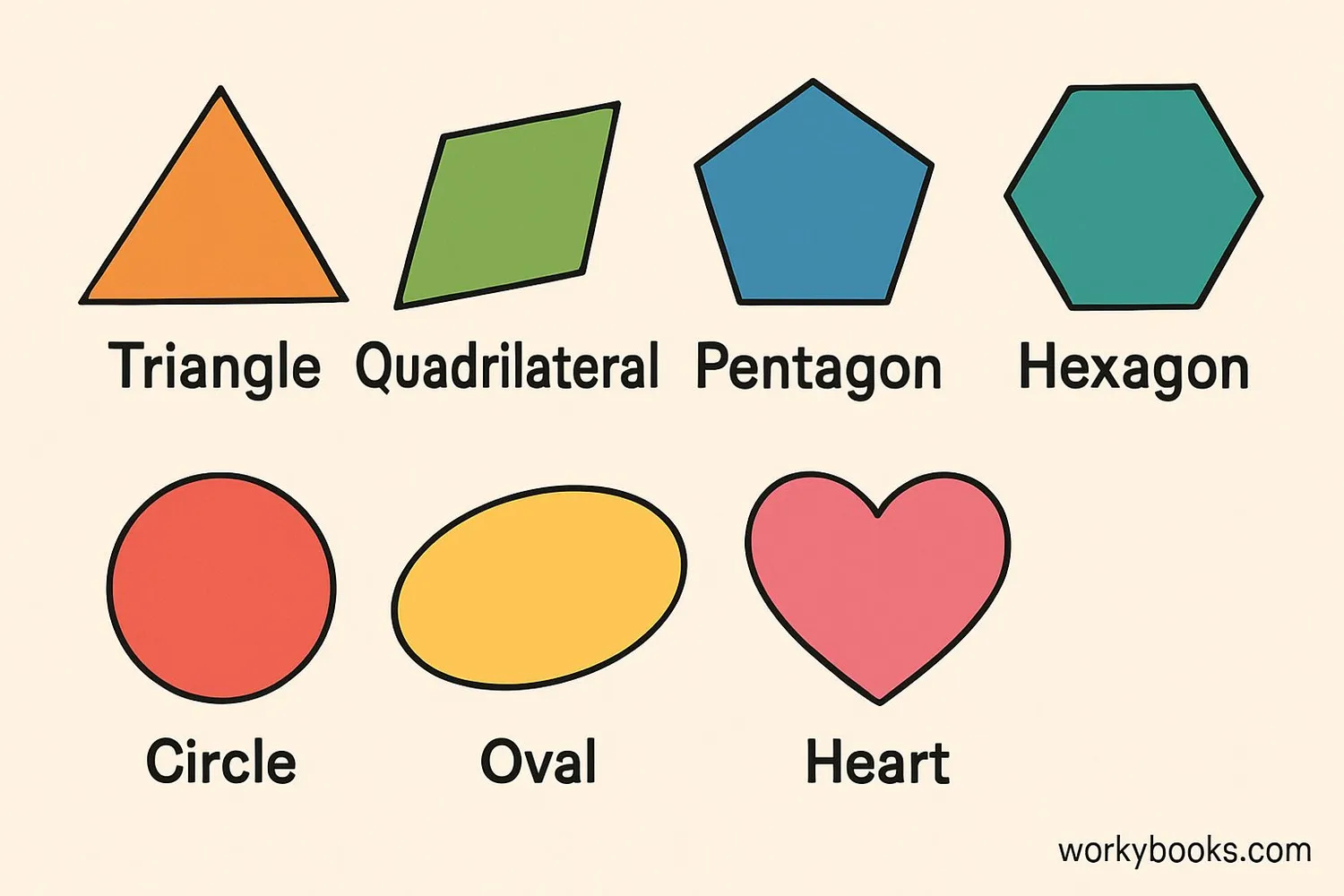 Collection of different polygon types and curved shapes