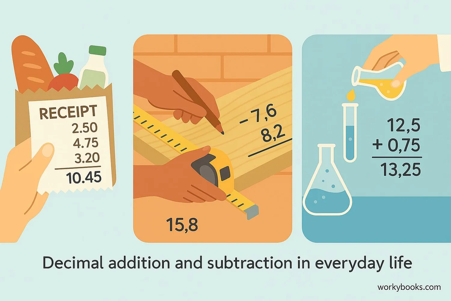 Everyday situations using decimal addition and subtraction