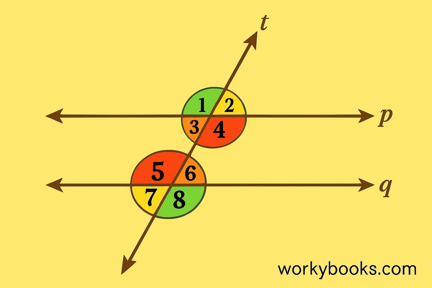 Angle types formed by a transversal