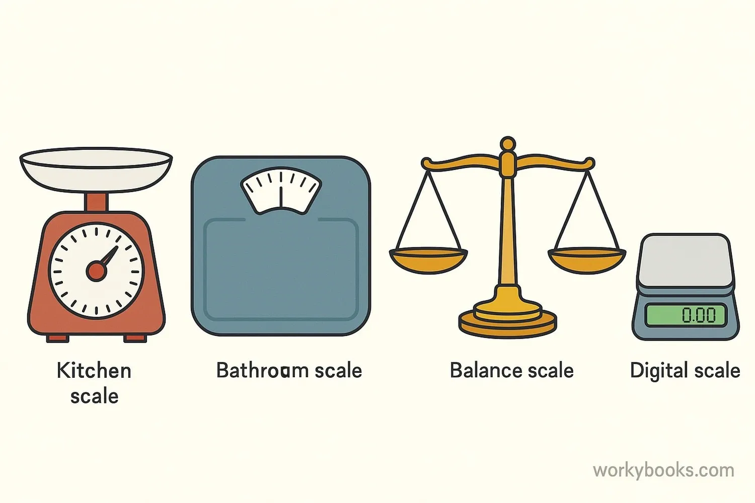 Various tools for measuring weight