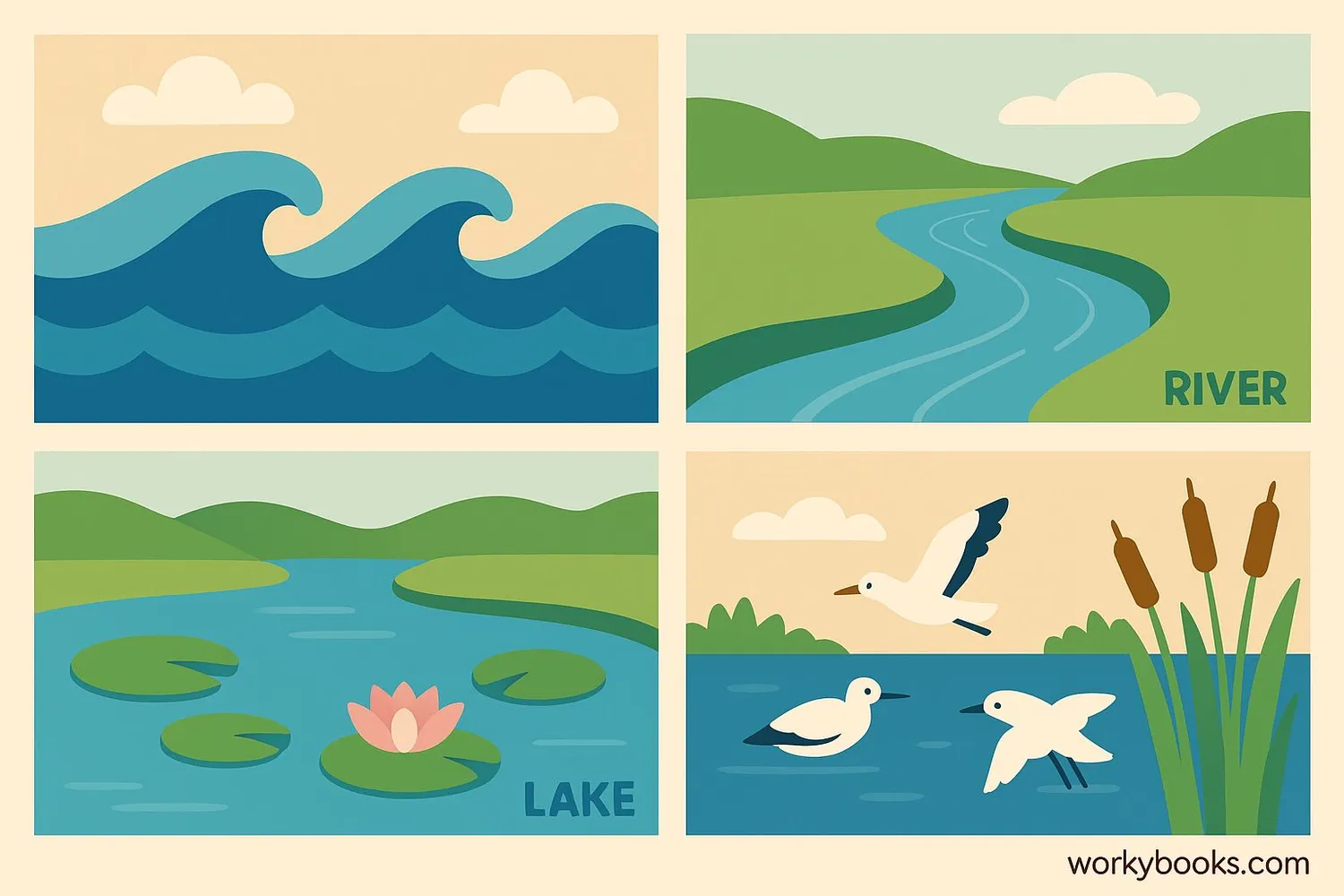 Visual representation of different aquatic biomes