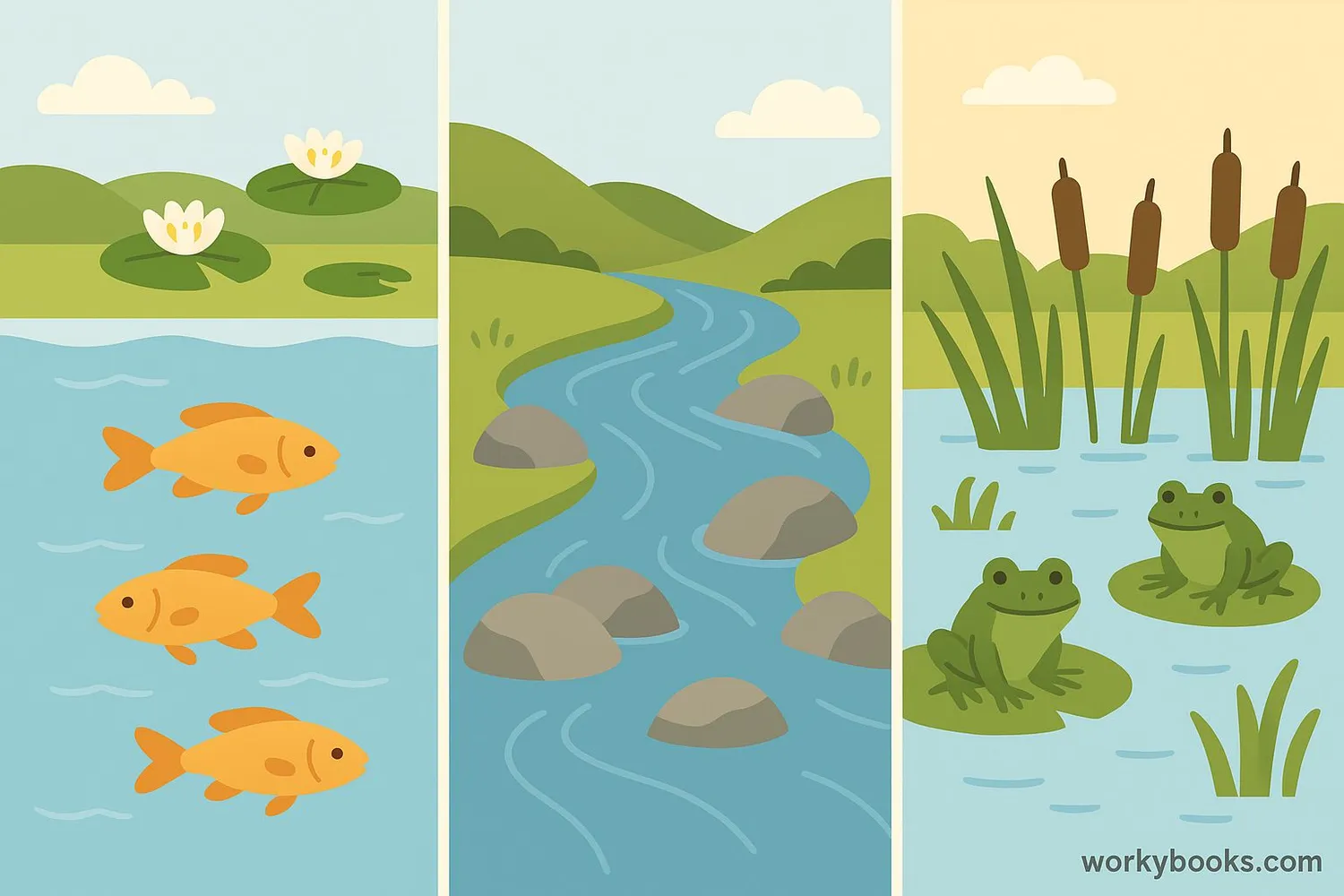 Illustration of freshwater ecosystems