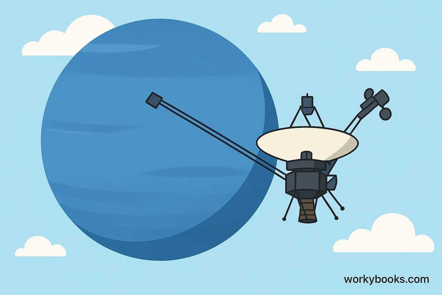 Artist's depiction of Voyager 2 spacecraft flying by Neptunes