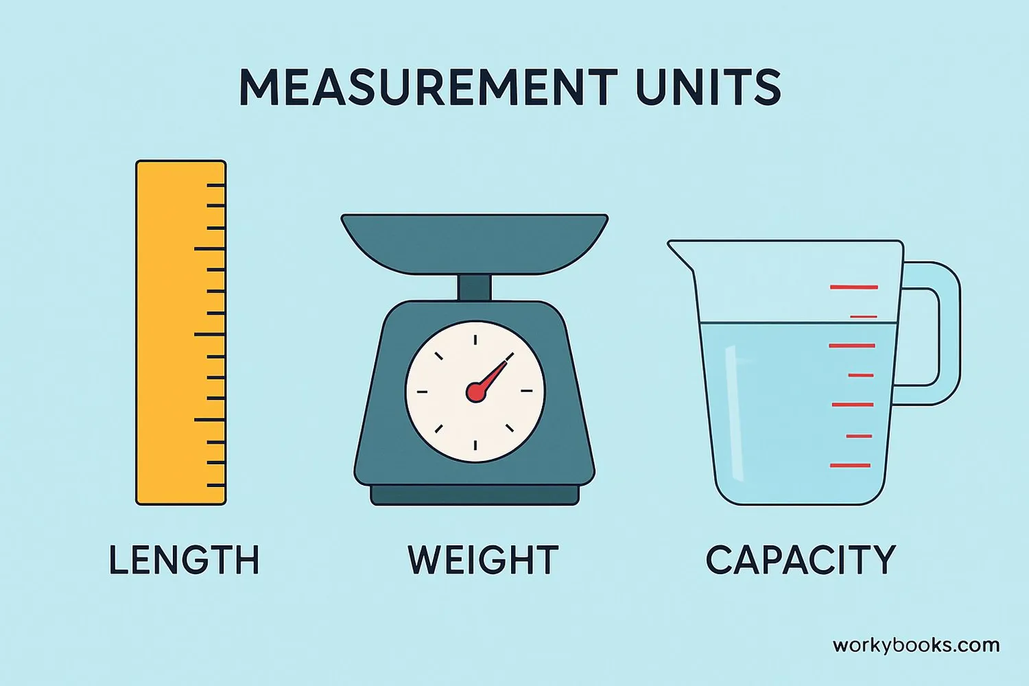 Visual representation of standard measurement units