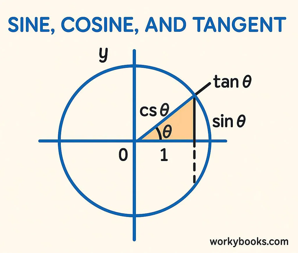 Visual representation of sine, cosine, and tangent