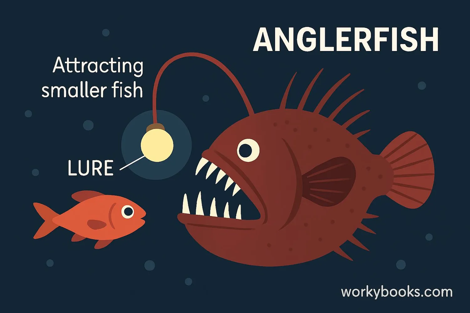 Anglerfish hunting with bioluminescent lure