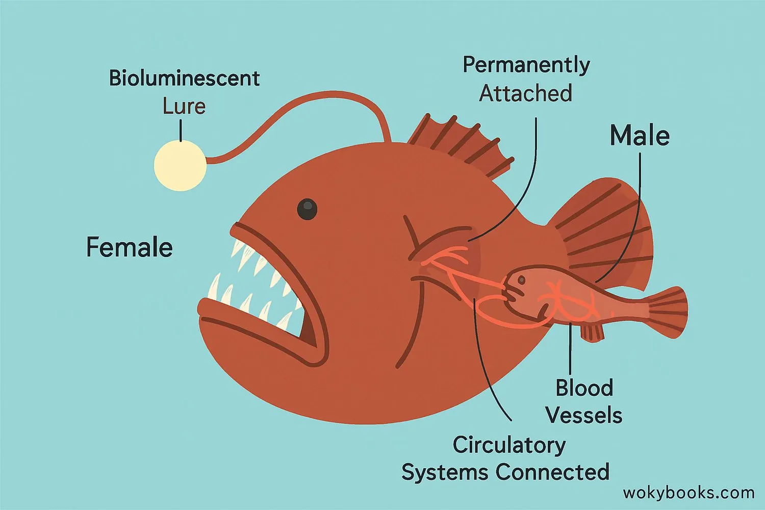 Male anglerfish attached to female