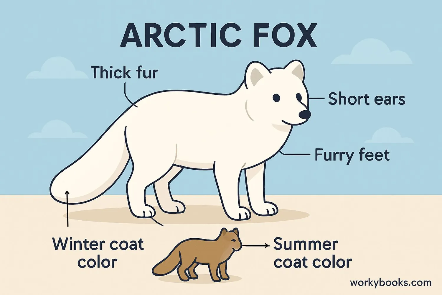 Diagram of Arctic Fox adaptations