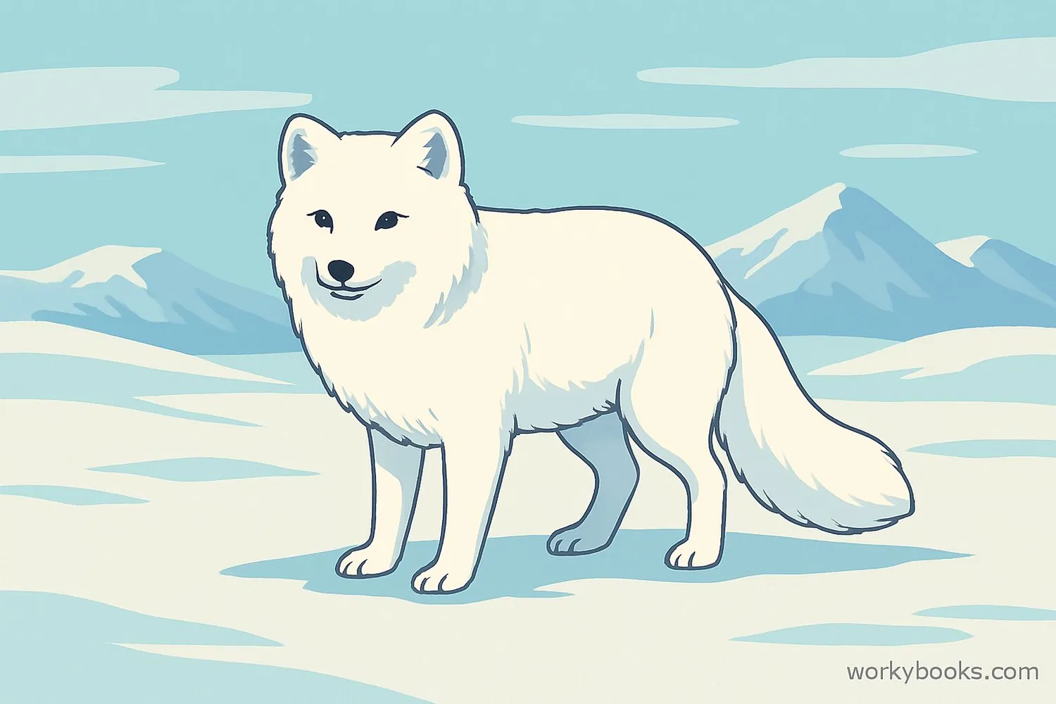 White Arctic Fox in snowy habitat