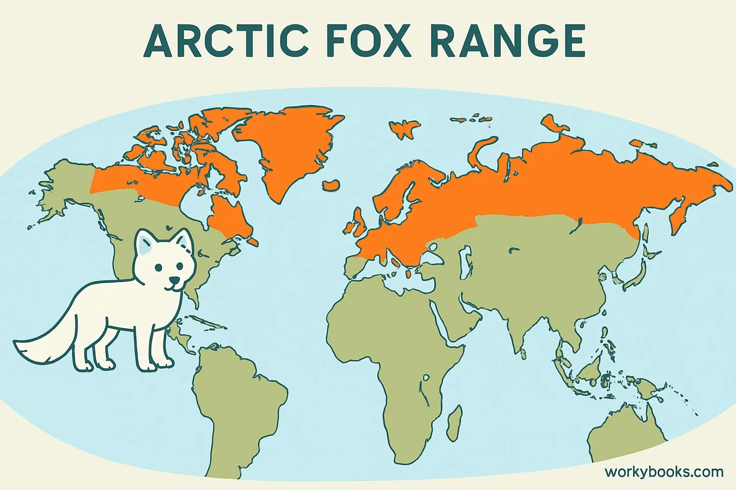 Map of Arctic Fox habitat range