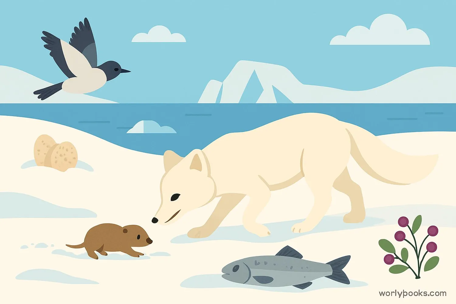 Arctic Fox hunting and food sources