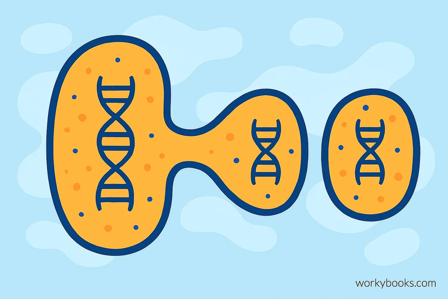 Illustration showing binary fission in progress