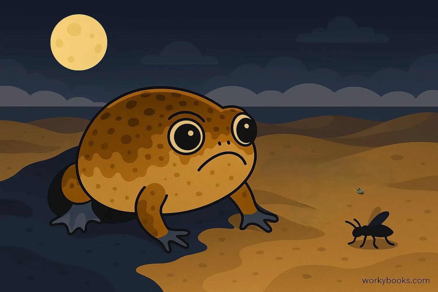 Desert Rain Frog emerging at night to hunt insects on the sand dunes