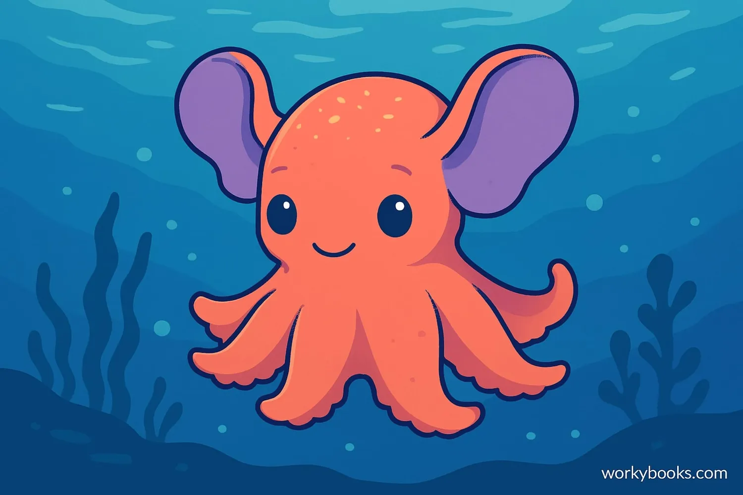 Dumbo octopus showing its distinctive ear-like fins