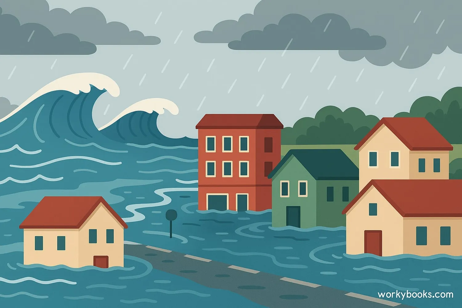 Storm surge flooding coastal area