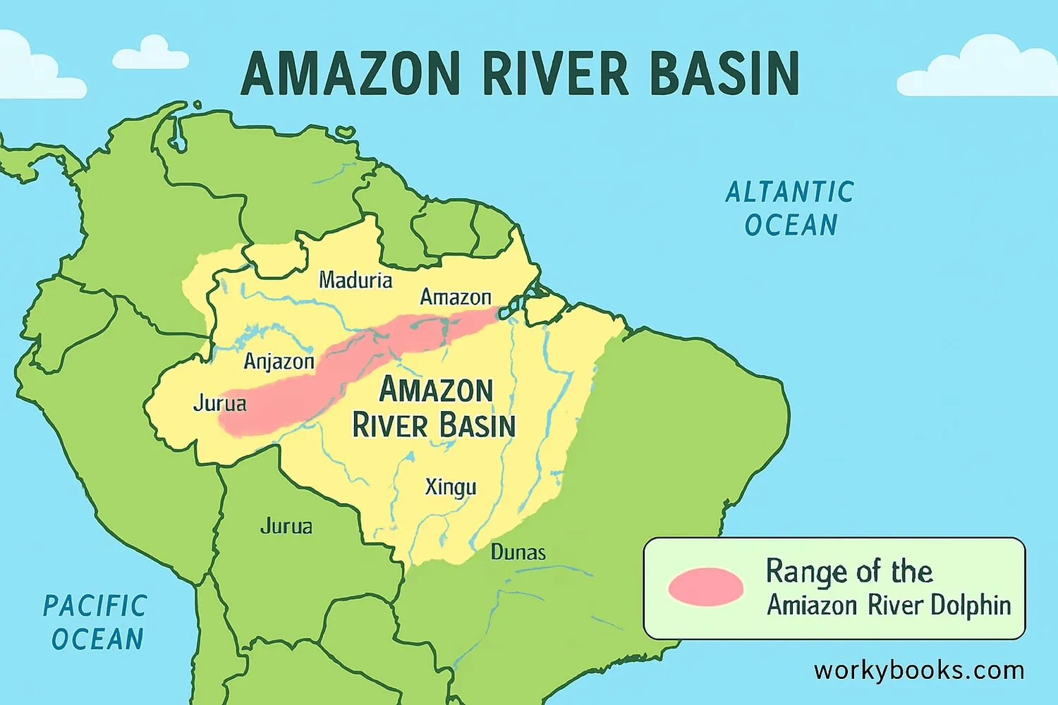 Map of Amazon River Dolphin habitat