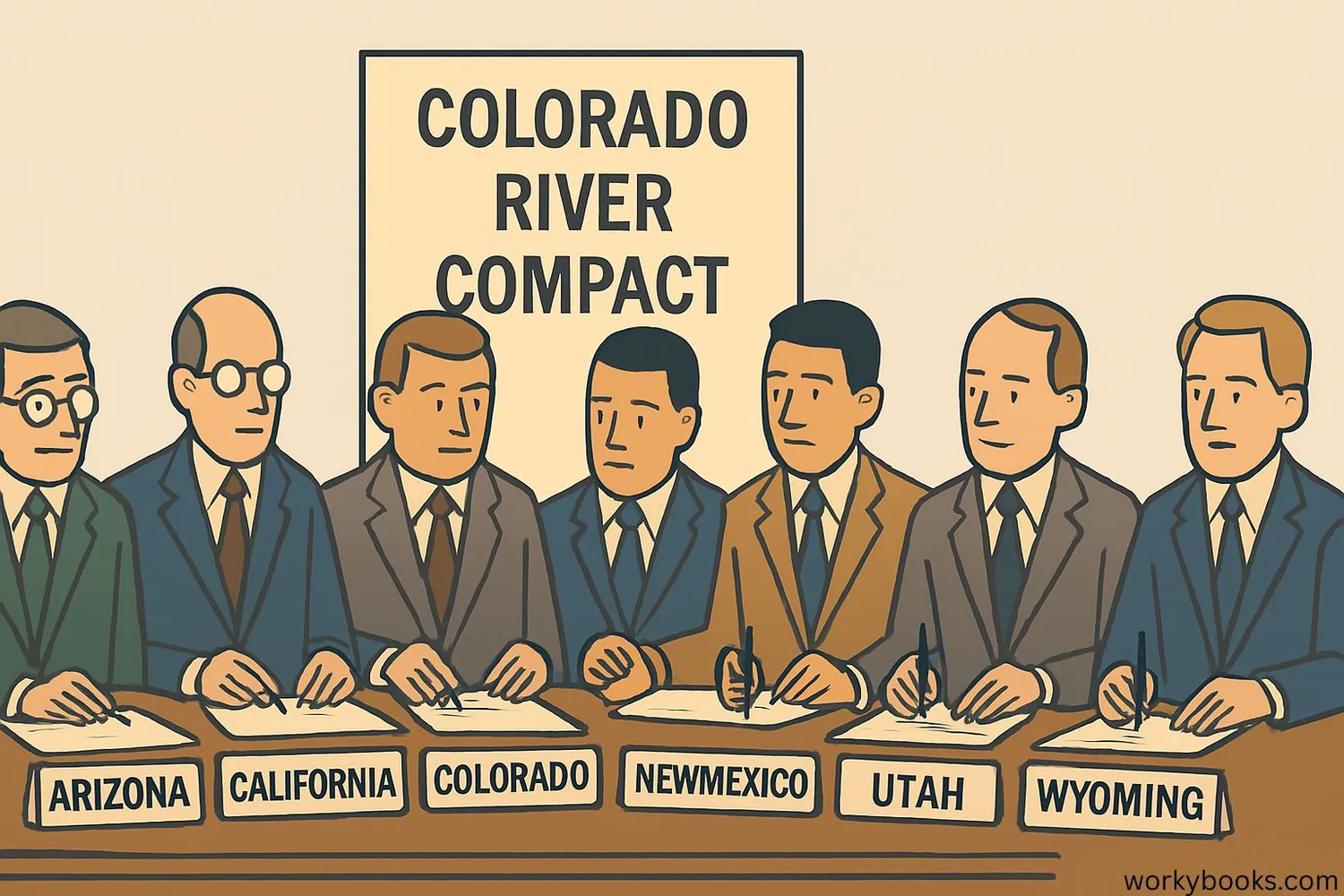 Historical photo of representatives signing the Colorado River Compact