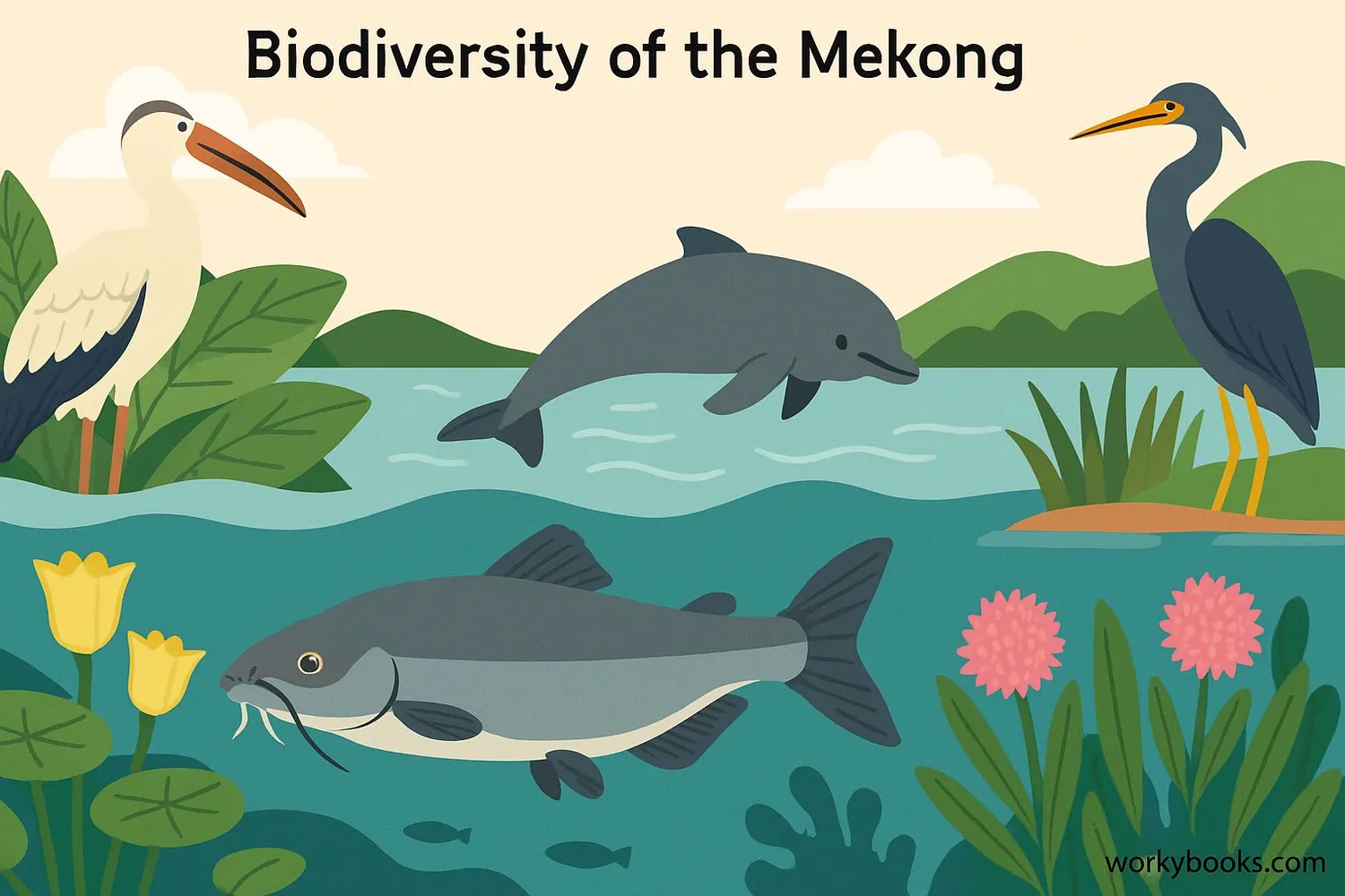 Diverse wildlife of the Mekong River