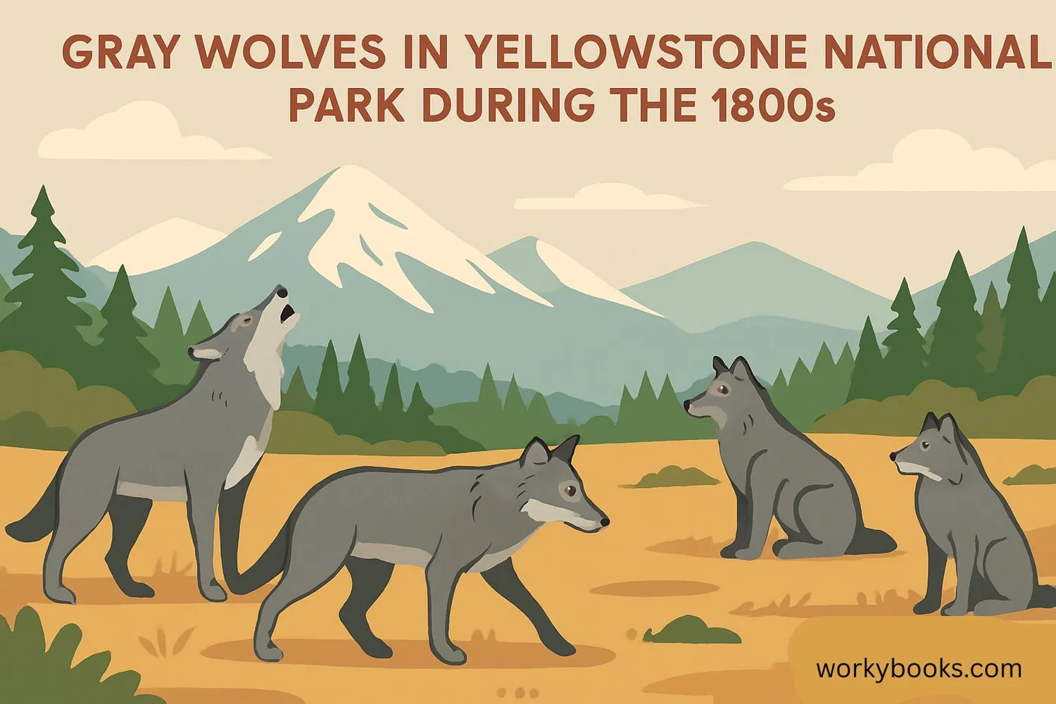 Historical wolves in Yellowstone landscape