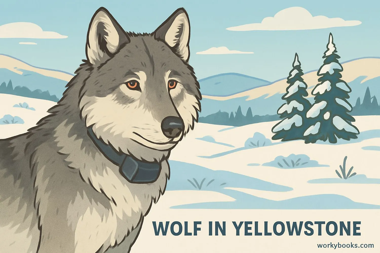 Yellowstone wolf with radio collar