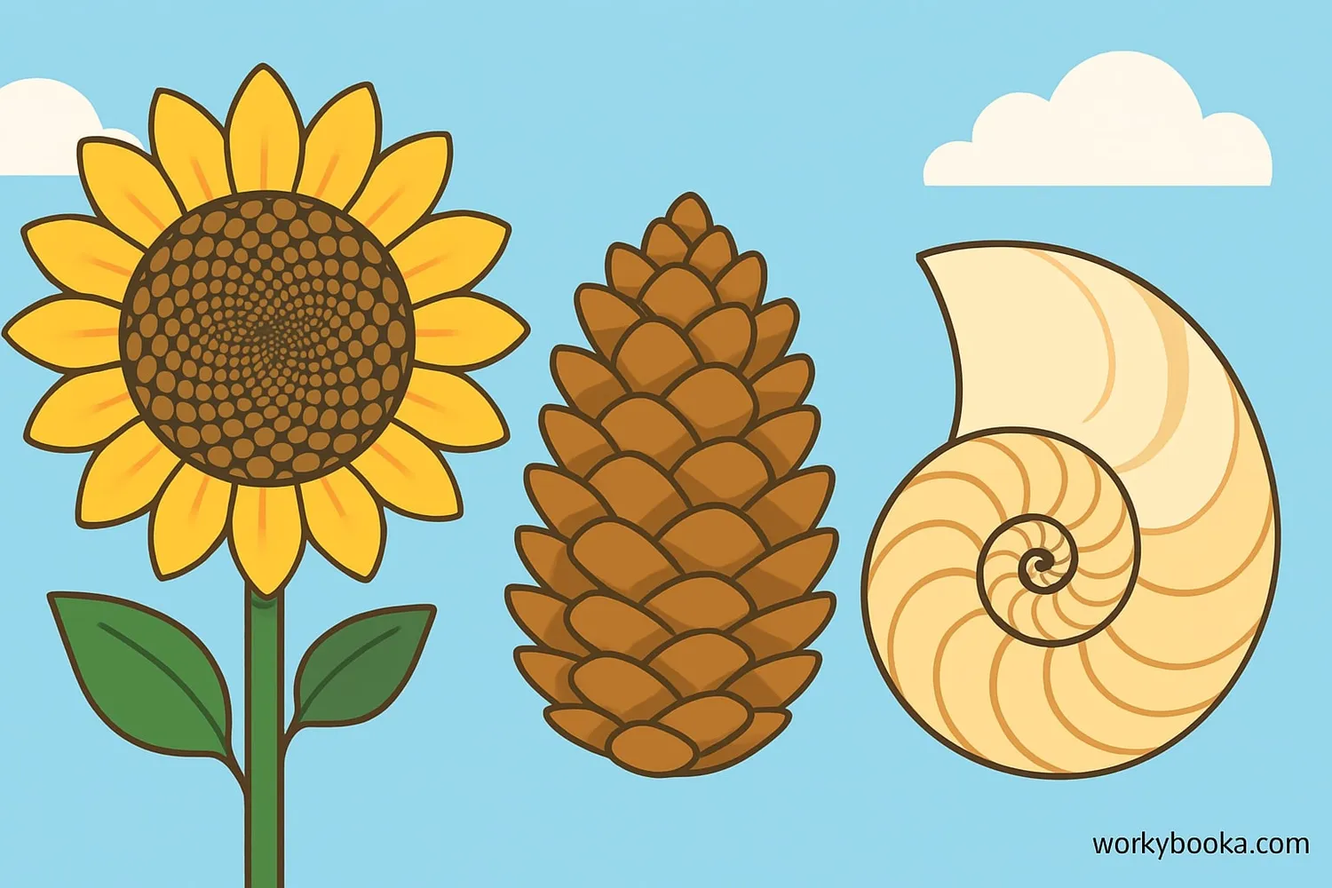 Visual representation of Fibonacci sequence in nature